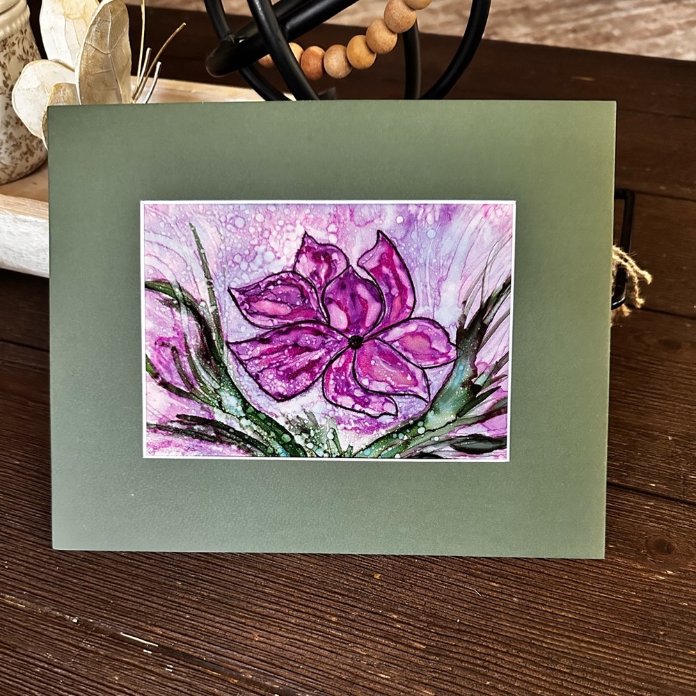 Hand crafted original abstract fashion botanical alcohol ink wall decor painting